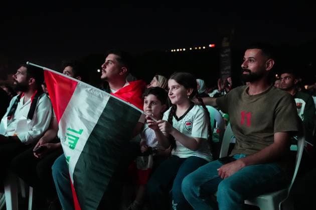 Iraqi football fans gather to watch Iraq v Norway World Cup match BAGHDAD, IRAQ - JUNE 17: Iraqi football fans gather around a giant screen set up in the garden of Al-Karkh Sports Club to watch their national team, Nationalteam face Norway in the 2026 FIFA World Cup, WM, Weltmeisterschaft, Fussball in the capital Baghdad, Iraq, on June 17, 2026. Murtadha Al-Sudani Anadolu Baghdad Iraq. Editorial use only. Please get in touch for any other usage.  Copyright: x2026xAnadoluxMurtadhaxAl-Sudanix