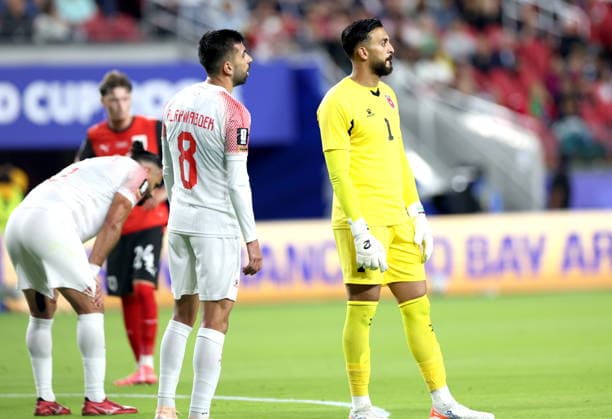 FIFA World Cup, WM, Weltmeisterschaft, Fussball 2026 - Group J - Austria vs Jordan Goalkeeper Yazeed Abulaila of Jordan and teammates react during the FIFA World Cup 2026 group stage match Austria against Jordan, in San Francisco, USA, 16 June 2026. SAN FRANCISCO United States  Copyright: xBENJAMINxFANJOYx