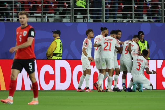 Jordanian players celebrate a goal during a Group J match at the 2026 FIFA World Cup, WM, Weltmeisterschaft, Fussball between Austria and Jordan at Levi s Stadium in Santa Clara, USA, 16 June 2026. FIFA World Cup 2026 : Gropu J - Austria vs. Jordan !ACHTUNG: NUR REDAKTIONELLE NUTZUNG!  Copyright: xMiguelxGutiérrezx GR3338 0859332372st