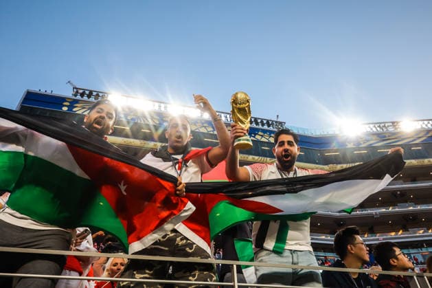 June 16, 2026, Santa Clara, California, USA: Santa Clara, USA - June 16 2026: Jordan fans before the FIFA World Cup, WM, Weltmeisterschaft, Fussball group match between Austria and Jordan at San Francisco Bay Area Stadium Santa Clara USA - ZUMAp121 20260616_zsp_p121_032 Copyright: xChrisxPutnamx