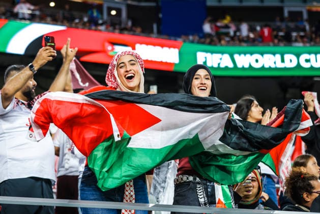June 16, 2026, Santa Clara, California, USA: Santa Clara, USA - June 16 2026: Jordan fans before the FIFA World Cup, WM, Weltmeisterschaft, Fussball group match between Austria and Jordan at San Francisco Bay Area Stadium Santa Clara USA - ZUMAp121 20260616_zsp_p121_040 Copyright: xChrisxPutnamx