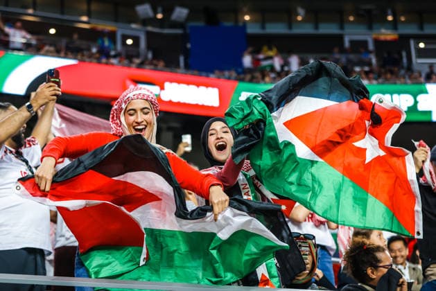 June 16, 2026, Santa Clara, California, USA: Santa Clara, USA - June 16 2026: Jordan fans before the FIFA World Cup, WM, Weltmeisterschaft, Fussball group match between Austria and Jordan at San Francisco Bay Area Stadium Santa Clara USA - ZUMAp121 20260616_zsp_p121_041 Copyright: xChrisxPutnamx