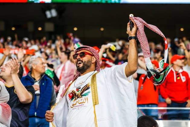 June 16, 2026, Santa Clara, California, USA: Santa Clara, USA - June 16 2026: Jordan fans before the FIFA World Cup, WM, Weltmeisterschaft, Fussball group match between Austria and Jordan at San Francisco Bay Area Stadium Santa Clara USA - ZUMAp121 20260616_zsp_p121_043 Copyright: xChrisxPutnamx