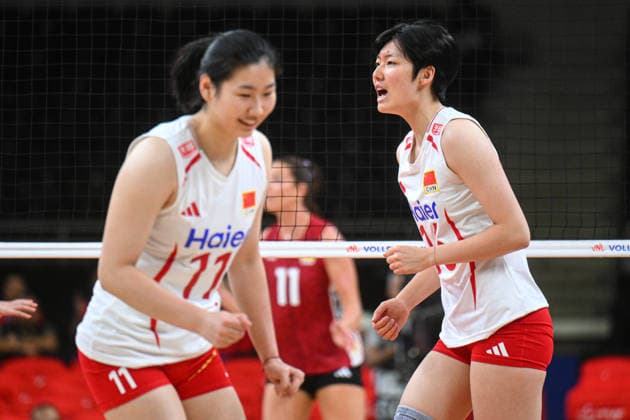 Germany v China - FIVB Women s Volleyball Nations League ANKARA, TURKIYE - JUNE 17: Guo Z.N. (R) of China celebrates during the 2026 FIVB Women s Volleyball Nations League second stage match between Germany and China at the Ankara Sports Hall, in Ankara, Turkiye, on June 17, 2026. Akin Celiktas Anadolu Ankara Turkey. Editorial use only. Please get in touch for any other usage.  Copyright: x2026xAnadoluxAkinxCeliktasx