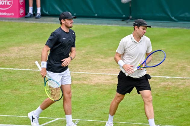 Robert Galloway (USA) and John Peers (AUS) in doubles at the TERRA WORTMANN Open 2026, Tennis, ATP, Mens 500, Tournament, Main Draw, June 17, 2026, TERRA WORTMANN Open 2026, Tennis, ATP, Men’s 500, Tournament, Main Draw, June 17, 2026, Indoor,detected_source_language Copyright: xEibner-Pressefoto RobertxGertzenx EP_RGN