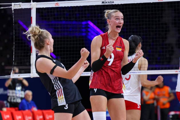 Germany v China - Volleyball Nations League 2026 Ankara Stage Lina Alsmeier, number 9, celebrates after scoring a point during the FIVB Volleyball Nations League (VNL) match between Germany and China at the Ankara Arena in Ankara, Turkey, on June 17, 2026. Ankara Turkey  Copyright: xÃ‡aÄülarxOskayx originalFilename:oskay-volleyba260617_np6Jx.jpg