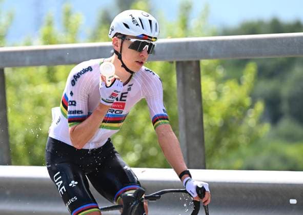 Tour de Suisse 2026 Stage 1 SONDRIO, ITALY - JUNE 17 : Pogacar Tadej (SLO) of UAE Team Emirates - XRG during stage 1 of the 89th edition of Tour de Suisse an UCI World Tour 2.UWT cycling road race stage for Men Elite of 144 km with start in Sondrio and finish in Sondrio on June 17, 2026 in Sondrio, Italy, 17 06 2026 ( Motordriver Guy De Vuyst - Sondrio Italy  Copyright: xVincentxKalutx