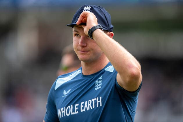 LONDON, ENGLAND - June 17: Sonny Baker of England during day 1 of the 2nd Rothesay Test Match between England and New Zealand at The KIA Oval Cricket Ground on June 17th, 2026 in London, England. (Photo by Mike Turner Sports Press Photo)  Copyright: xMikexTurnerx xSPPx Sportspressphoto_SPR168364
