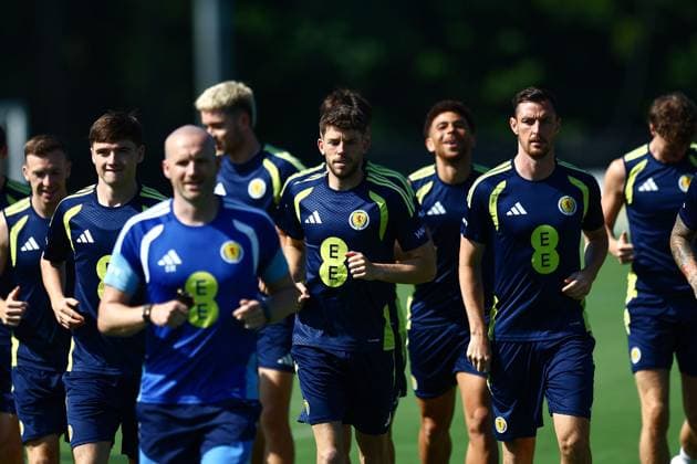 Scotland players during a training session Scotland Training and press conference, PK, Pressekonferenz 2026 FIFA World Cup, WM, Weltmeisterschaft, Fussball Football, Atrium Health Performance Park, Charlotte, USA - 17 Jun 2026Charlotte Atrium Health Performance Park United States of America EDITORIAL USE ONLY No use with unauthorised audio, video, data, fixture lists, club league logos or live services. Online in-match use limited to 120 images, no video emulation. No use in betting, games or single club league player publications.  Copyright: xMichaelxZemanek Shutterstockx 16928927a