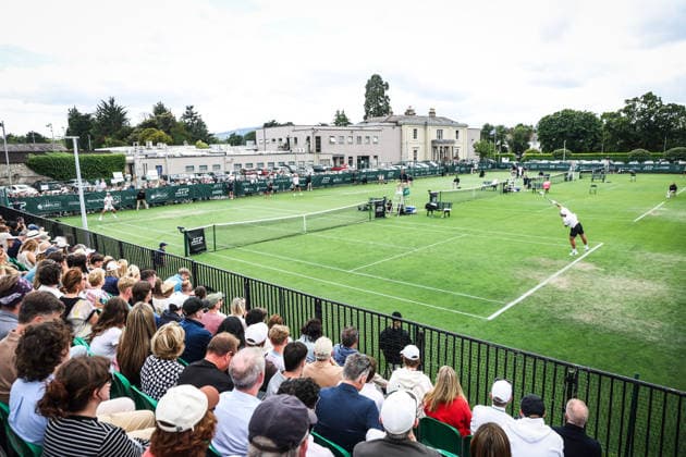 ATP, Tennis Herren Men s Tournament, Elm Park Golf & Sports Club, Dublin 17 6 2026 Round of 16 Conor Gannon vs Grigor Dimitrov Conor Gannon of Ireland serves to Grigor Dimitrov of Bulgaria during the match Conor Gannon serves to Grigor Dimitrov during the match 17 6 2026  Copyright: x INPHO TomxMaherx RDR_6165