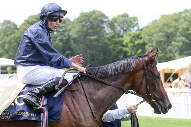 June 17, 2026, Ascot, Windsor, GBR Victorious with Ryan Moore in the saddle after winning the Queen Mary Stakes at Ascot Racecourse Horse, Jockey, Victorious, Moore, Victory 260617D536ROYAL ASCOT JPG,detected_source_language