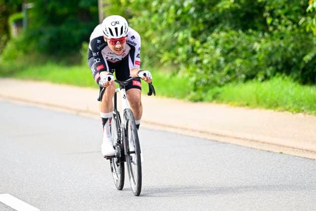 Baloise Belgium Tour 2026 Stage 1 SCHERPENHEUVEN-ZICHEM, BELGIUM - JUNE 17 : Herregodts Rune (BEL) of UAE Team Emirates XRG solo breakaway during stage 1 of the 95th edition of Baloise Tour of Belgium an UCI ProSeries 2.Pro cycling road race stage for Men Elite of 187.9 km with start in Scherpenheuven-Zichem and finish in Scherpenheuven-Zichem on June 17, 2026 in Scherpenheuven-Zichem, Belgium, 17 06 2026 ( Motordriver Stephan Boone - Scherpenheuven-Zichem Belgium  Copyright: xTomasxSiskx