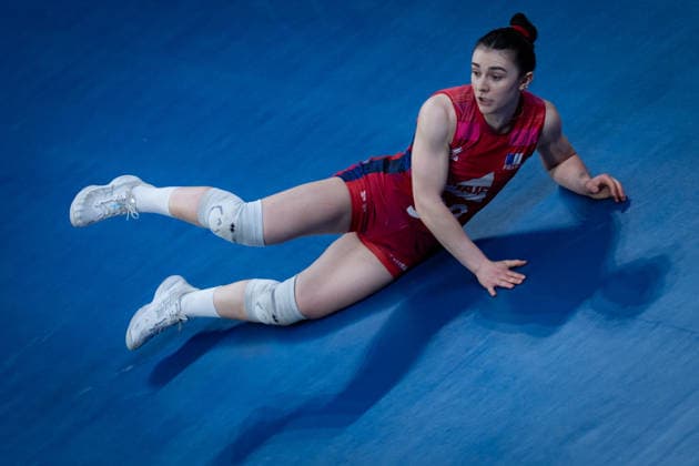France v Brazil - Volleyball Nations League ANKARA, TURKIYE - JUNE 17: Juliette Gelin of France competes against Brazil during the Volleyball Nations League (VNL) match between France and Brazil at Ankara Sports Hall in Ankara, Turkiye on June 17, 2026. Ahmet Serdar Eser Anadolu Ankara Turkey. Editorial use only. Please get in touch for any other usage.  Copyright: x2026xAnadoluxAhmetxSerdarxEserx