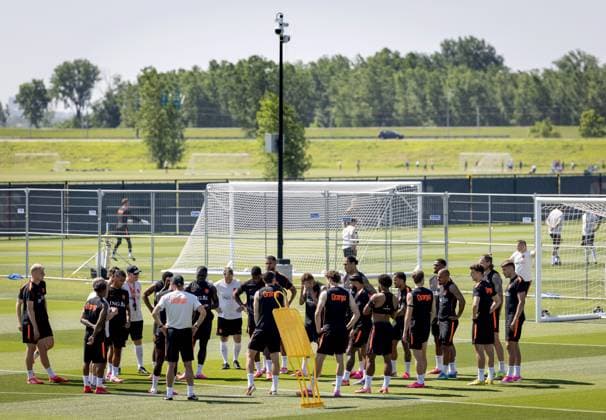 KANSAS CITY - The squad during a training session of the Dutch national team, Nationalteam at the KC Current Training Facility, on June 17, 2026, in Kansas City. The Dutch national team is preparing for the match against Sweden during the FIFA World Cup, WM, Weltmeisterschaft, Fussball KOEN VAN WEEL ANP xVIxANPxSportx xxANPxIVx 561263327 originalFilename: 561263327.jpg