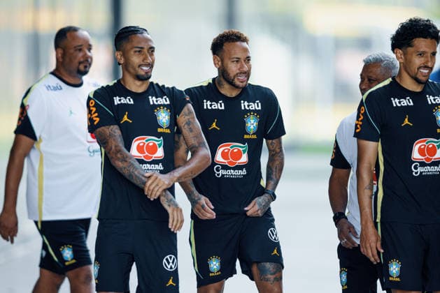 Treino da Seleção Brasileira NOVA JERSEY, NJ - 17.06.2026: TREINO DA SELEcaO BRASILEIRA - Neymar Jr. returns to training with the group during a training session of the Brazilian national team, Nationalteam at the New York Red Bulls training center in Morristown, New Jersey, United States. The Brazilian national team faces Haiti on Friday in the second round of Group C of the 2026 FIFA World Cup, WM, Weltmeisterschaft, Fussball (Photo: Marcelo Machado de Melo Fotoarena) x2963815x  MarceloxMachadoxdexMelo