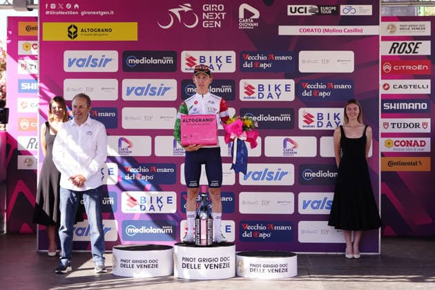 Italy s Simone Zanini of XDS Astana Development Team tricolor jersey during Stage 4 of the Giro Next Generation from Matera to Corato Italy, June 17, 2026  Copyright: xFabioxFerrari LaPressex
