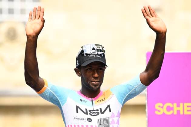 Baloise Belgium Tour 2026 Stage 1 SCHERPENHEUVEN-ZICHEM, BELGIUM - JUNE 17 : Girmay Biniam (ERI) of NSN Cycling Team on the podium during stage 1 of the 95th edition of Baloise Tour of Belgium an UCI ProSeries 2.Pro cycling road race stage for Men Elite of 187.9 km with start in Scherpenheuven-Zichem and finish in Scherpenheuven-Zichem on June 17, 2026 in Scherpenheuven-Zichem, Belgium, 17 06 2026 ( Motordriver Stephan Boone - Scherpenheuven-Zichem Belgium  Copyright: xTomasxSiskx