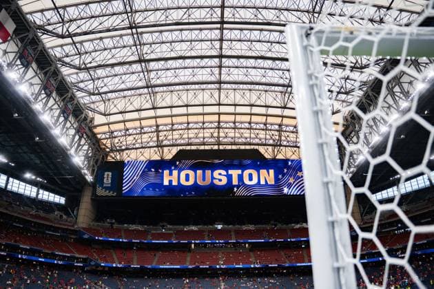 2026 FIFA World Cup, Group K, Match 1, Portugal vs. DR Congo, June 17, 2026, at NRG Stadium in Houston, Texas; Houston NRG Stadium, pitchside goal net,detected_source_language Copyright: xBahhoxKarax