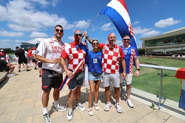 England v Croatia: Group L - FIFA World Cup, WM, Weltmeisterschaft, Fussball 2026 Croatian fans are seen in front of Dallas stadium ahead of the FIFA World Cup 2026 Group L match between England and Croatia at Dallas Stadium on June 17, 2026 in Dallas, Texas.  SanjinxStrukic PIXSELL