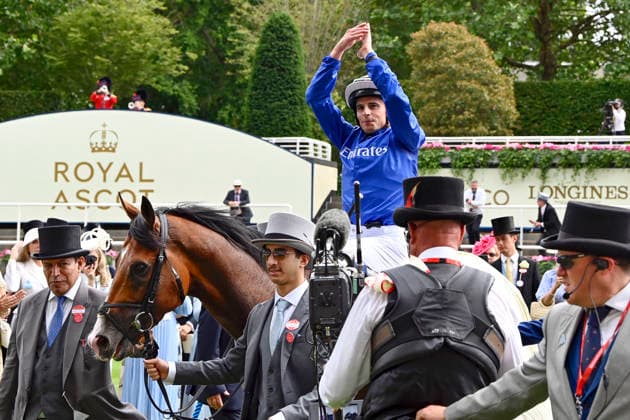 June 17, 2026, Ascot, Windsor, GBR Ombudsman, ridden by William Buick, after winning the Prince of Waless Stakes at Ascot Racecourse Horse, Jockey, Ombudsman, Buick, Victory 260617C908ROYAL ASCOT JPG,detected_source_language