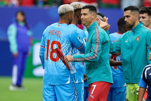 Cristiano Ronaldo of Portugal watches during the 2026 FIFA World Cup Group K match between Portugal and the Democratic Republic of the Congo at Houston Stadium on June 17, 2026, in Houston, United States. Photo by Torbjorn Tande, DeFodi Images,detected_source_language