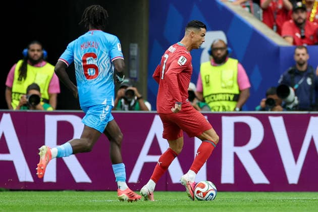 Cristiano Ronaldo of Portugal controls the ball during the 2026 FIFA World Cup Group K match between Portugal and the Democratic Republic of the Congo at Houston Stadium on June 17, 2026, in Houston, United States. Photo by Torbjorn Tande, DeFodi Images,detected_source_language