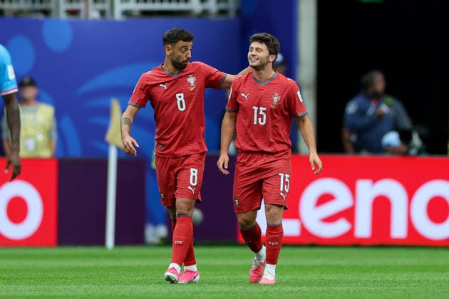 Joao Neves of Portugal celebrates after scoring his teams first goal during the 2026 FIFA World Cup Group K match between Portugal and the Democratic Republic of the Congo at Houston Stadium on June 17, 2026, in Houston, United States. Photo by Torbjorn Tande, DeFodi Images,detected_source_language