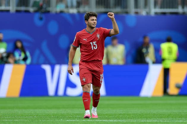 Joao Neves of Portugal celebrates after scoring his teams first goal during the 2026 FIFA World Cup Group K match between Portugal and the Democratic Republic of the Congo at Houston Stadium on June 17, 2026, in Houston, United States. Photo by Torbjorn Tande, DeFodi Images,detected_source_language