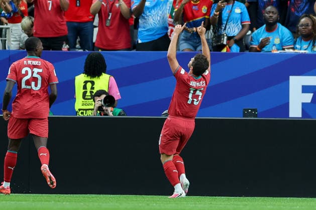 Joao Neves of Portugal celebrates after scoring his teams first goal during the 2026 FIFA World Cup Group K match between Portugal and the Democratic Republic of the Congo at Houston Stadium on June 17, 2026, in Houston, United States. Photo by Torbjorn Tande, DeFodi Images,detected_source_language