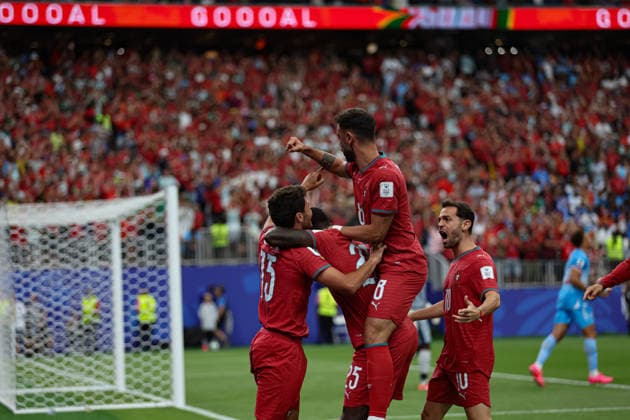 Players of Portugal seen celebrating after goal for Joao Neves during FIFA World Cup, WM, Weltmeisterschaft, Fussball 2026 game between national teams of Portugal and DR Congo (Grzegorz Wajda Ball Raw Images) Arlington Dallas Stadium USA Copyright: xGrzegorzxWajdax grzegorzawajda_portugal_drcongo_2526_1-2