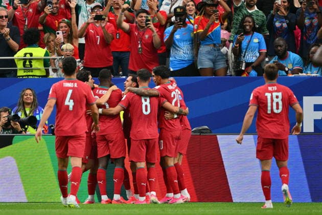 FIFA World Cup, WM, Weltmeisterschaft, Fussball 2026 - Group K - Portugal vs DR Congo Players of Portugal celebrate the 1-0 goal during the FIFA World Cup 2026 group stage match Portugal against Democratic Republic of Congo, in Houston, USA, 17 June 2026. HOUSTON United States  Copyright: xSAMxWASSONx