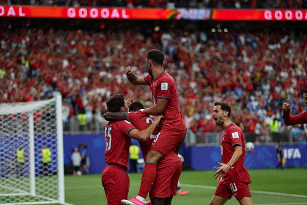 Players of Portugal seen celebrating after goal for Joao Neves during FIFA World Cup, WM, Weltmeisterschaft, Fussball 2026 game between national teams of Portugal and DR Congo (Grzegorz Wajda Ball Raw Images) Arlington Dallas Stadium USA Copyright: xGrzegorzxWajdax grzegorzawajda_portugal_drcongo_2526_1