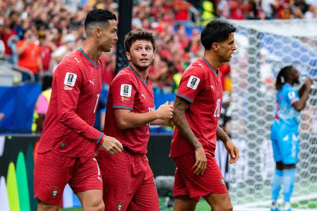 2026 FIFA World Cup, Group K, Match 1, Portugal vs. DR Congo, June 17, 2026, at NRG Stadium in Houston, Texas. Goal to make it 1–0 by João Neves, assisted by Cristiano Ronaldo, Pedro Neto, Tomás Araújo, and Renato Veiga. Cristiano Ronaldo,detected_source_language Copyright: xBahhoxKarax