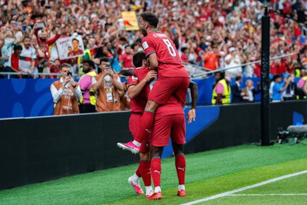 2026 FIFA World Cup, Group K, Match 1, Portugal vs. DR Congo, June 17, 2026, at NRG Stadium in Houston, Texas. Goal to make it 1–0 by João Neves, assisted by Cristiano Ronaldo,detected_source_language Copyright: xBahhoxKarax