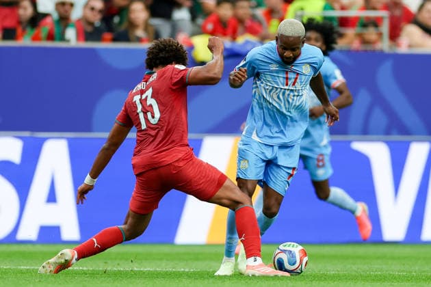 Renato Veiga of Portugal and Cedric Bakambu of the Democratic Republic of the Congo battle for the ball during the 2026 FIFA World Cup Group K match between Portugal and the Democratic Republic of the Congo at Houston Stadium on June 17, 2026, in Houston, United States. Photo by Torbjorn Tande, DeFodi Images,detected_source_language