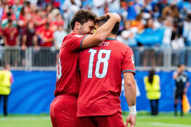 2026 FIFA World Cup, Group K, Match 1, Portugal vs. DR Congo, June 17, 2026, at NRG Stadium in Houston, Texas. Joao Neves scores the 1-0 goal; celebration,detected_source_language Copyright: xBahhoxKarax