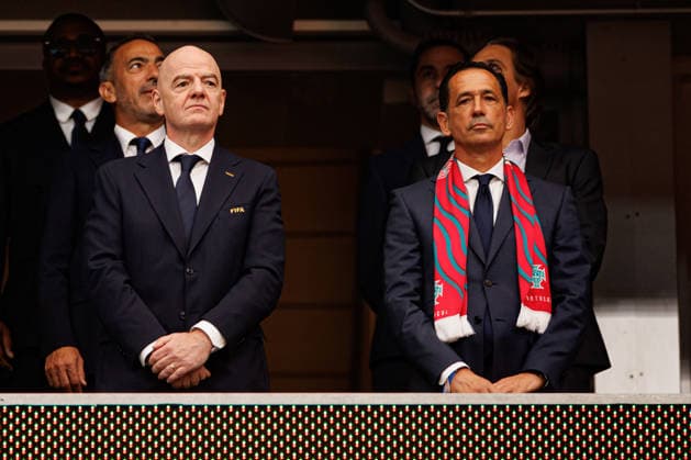 Gianni Infantino and Pedro Proenca seen during FIFA World Cup, WM, Weltmeisterschaft, Fussball 2026 game between national teams of Portugal and DR Congo (Grzegorz Wajda Ball Raw Images) Arlington Dallas Stadium USA Copyright: xGrzegorzxWajdax grzegorzwajda_portugal_drcongo_2526_4-13