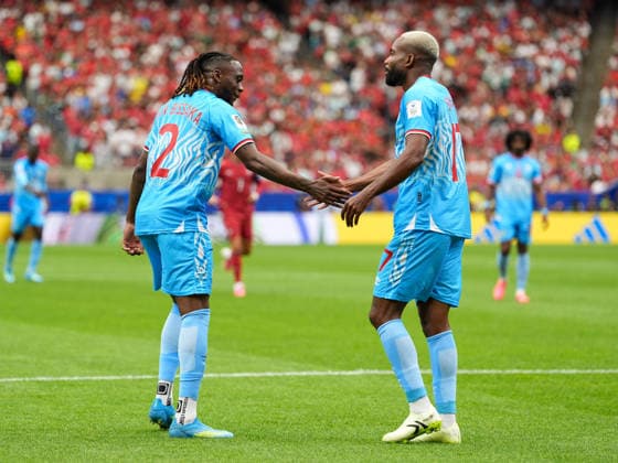 Aaron Wan-Bissaka, DR Congo, 2, and Cedric Bakambu, DR Congo, 17, USA, FIFA World Cup, Portugal vs. DR Congo, Houston, June 17, 2026, USA, FIFA World Cup, Portugal vs. DR Congo, Houston, June 17, 2026, Houston,detected_source_language Copyright: xEibner-Pressefoto ScottxColemanx EP_SCN
