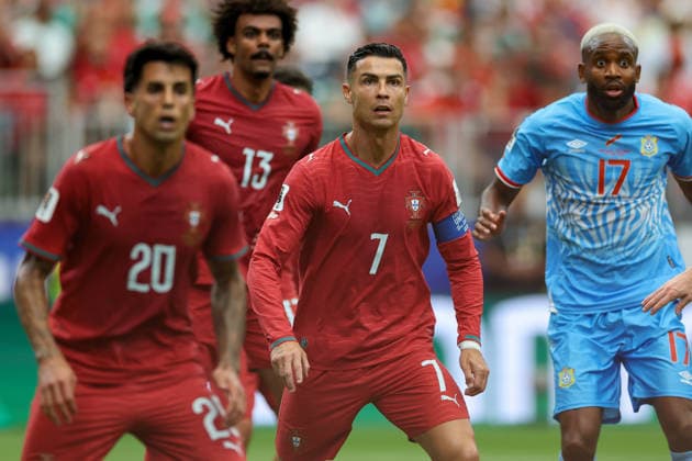Cristiano Ronaldo of Portugal watches during the 2026 FIFA World Cup Group K match between Portugal and the Democratic Republic of the Congo at Houston Stadium on June 17, 2026, in Houston, United States. Photo by Torbjorn Tande, DeFodi Images,detected_source_language