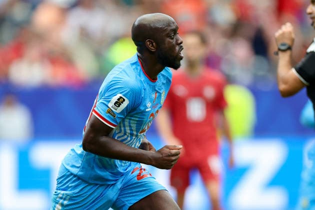 Yoane Wissa of the Democratic Republic of the Congo celebrates after scoring his teams first goal during the 2026 FIFA World Cup Group K match between Portugal and the Democratic Republic of the Congo at Houston Stadium on June 17, 2026, in Houston, United States. Photo by Torbjorn Tande, DeFodi Images,detected_source_language
