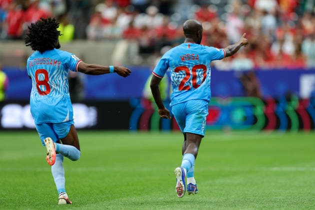 Yoane Wissa of the Democratic Republic of the Congo celebrates after scoring his teams first goal during the 2026 FIFA World Cup Group K match between Portugal and the Democratic Republic of the Congo at Houston Stadium on June 17, 2026, in Houston, United States. Photo by Torbjorn Tande, DeFodi Images,detected_source_language