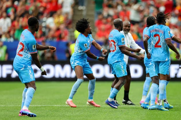 Yoane Wissa of the Democratic Republic of the Congo celebrates with his teammates after scoring his teams first goal during the 2026 FIFA World Cup Group K match between Portugal and the Democratic Republic of the Congo at Houston Stadium on June 17, 2026, in Houston, United States. Photo by Torbjorn Tande, DeFodi Images,detected_source_language