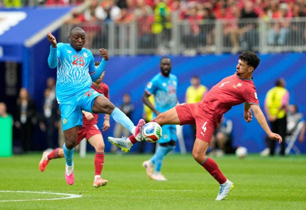 Edo Kayembe (DR Congo), 25, in a tackle with Tomas Araujo (Portugal), 4, USA, FIFA World Cup, Portugal vs. DR Congo, Houston, June 17, 2026, USA, FIFA World Cup, Portugal vs. DR Congo, Houston, June 17, 2026, Houston,detected_source_language Copyright: xEibner-Pressefoto ScottxColemanx EP_SCN