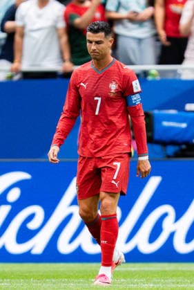 2026 FIFA World Cup, Group K, Match 1, Portugal vs. DR Congo, June 17, 2026, at NRG Stadium in Houston, Texas. Goal to make it 1–1 by Yoane Wissa; Diogo Costa and Cristiano Ronaldo are disappointed, angry, unhappy, and dissatisfied.,detected_source_language Copyright: xBahhoxKarax