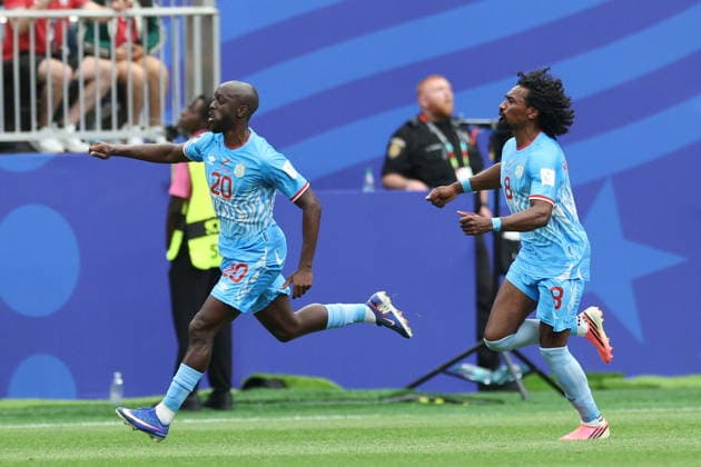 FIFA World Cup, WM, Weltmeisterschaft, Fussball 2026 - Group K - Portugal vs DR Congo DR Congo player Yoane Wissa (L) celebrates after scoring the 1-1 goal during the FIFA World Cup 2026 group stage match between Portugal and DR Congo, in Houston, Texas, USA, 17 June 2026. Houston United States  Copyright: xMIGUELxA.xLOPESx
