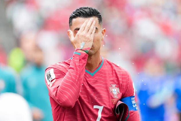 Cristiano Ronaldo of Portugal reacts during a FIFA Men’s World Cup 2026 Group Stage football match between Portugal and Congo DR at Houston Stadium, in Kansas City on June 17th 2026 (Photo by Alexandra Fechete SPP)  Copyright: xAlexandraxFechete SPPx Sportspressphoto_SPR168657