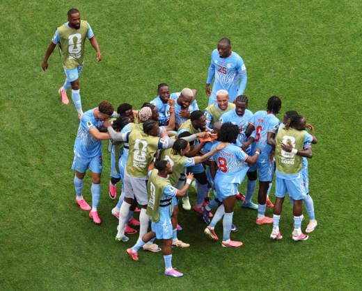 (260618) -- HOUSTON, June 18, 2026 -- Members of the Democratic Republic of the Congo (DRC) celebrate a goal during the group K match between Portugal and the Democratic Republic of the Congo (DRC) at the 2026 FIFA World Cup, WM, Weltmeisterschaft, Fussball at Houston Stadium in Houston, the United States, June 17, 2026. ) (SP)U.S.-HOUSTON-FOOTBALL-FIFA WORLD CUP-GROUP K-POR VS COD XuxZijian 