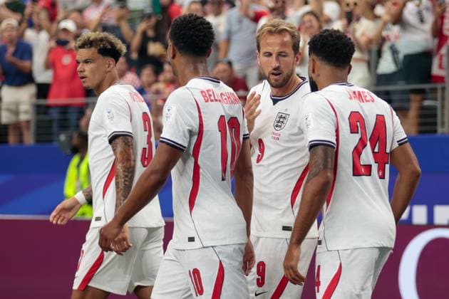 DALLAS, 17-06-2026, Dallas AT&T Stadium, World Cup 2026 Match between England and Croatia. Picture shows England celebrating the 1-0 of England player Harry Kane England - Croatia (World Cup 2026)  x204428704x Copyright:
