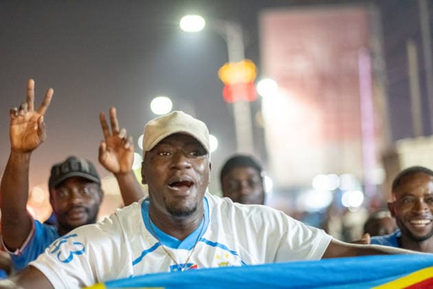 DR Congo Fans Celebrate Historic World Cup Draw Against Portugal in Kinshasa KINSHASA, DEMOCRATIC REPUBLIC OF THE CONGO - JUNE 17, 2026: Football fans take to the streets of Kinshasa to celebrate the national team, Nationalteam s historic 1-1 draw against Portugal during their opening match of the 2026 FIFA World Cup, WM, Weltmeisterschaft, Fussball The Leopards of the DR Congo, making their first World Cup appearance since 1974, equalized through Yoane Wissa just before halftime, triggering widespread euphoria and street celebrations across the Congolese capital. (Photo by Chris Milosi) kinshasa gombe kinshsa DRC