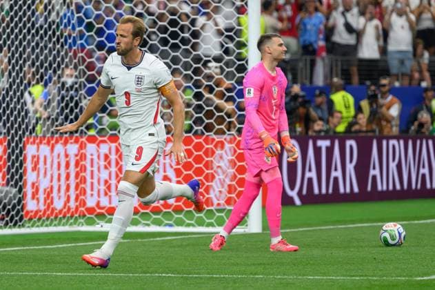 17 June 2026 - England v Croatia - Dallas Stadium - 2026 World Cup - USA. 17 June 2026 - England v Croatia - Dallas Stadium - 2026 World Cup - USA. Harry Kane celebrates scoring his retaken penalty. Picture : Mark Pain DALLAS USA  Copyright: xMarkxPainx